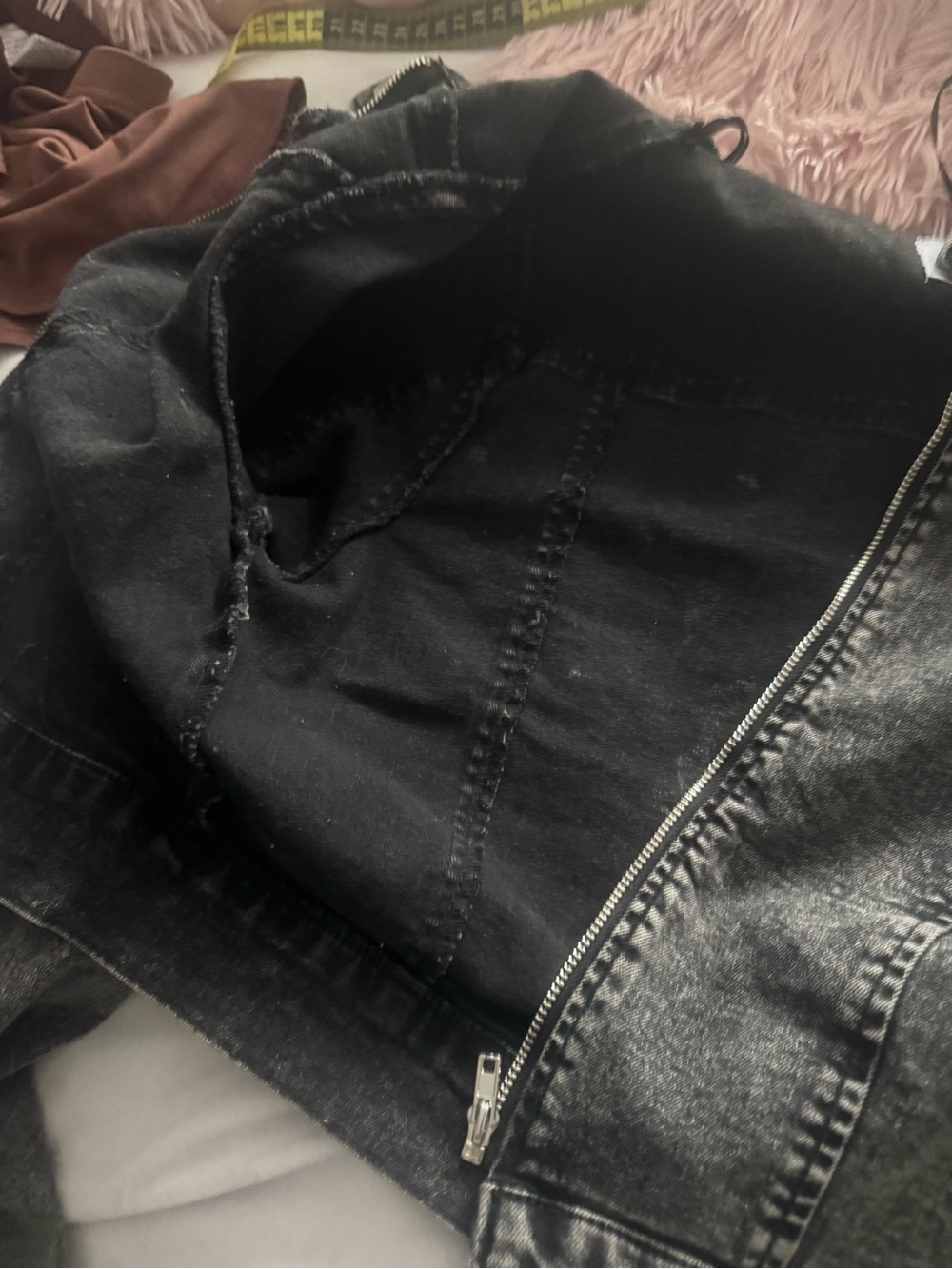 Windsor Edgy Arrival Moto Acid Wash Denim Cropped Jacket Black S Fits XS - Picture 12 of 12